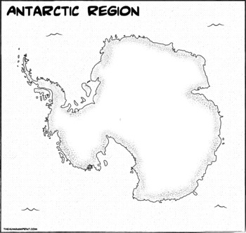 Coloring book page blank antarctica region map by the human imprint