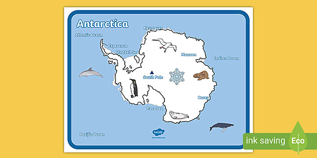 Antarctica map with words and pictures teacher
