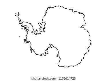 Map antarctica black outline high detailed stock vector royalty free