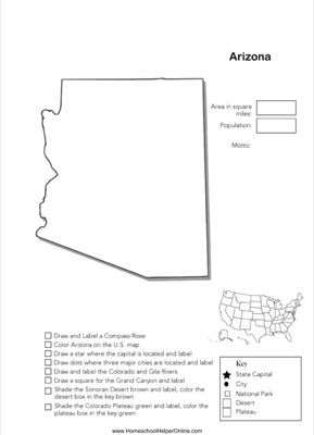 Explore arizona with this free geography mapping worksheet