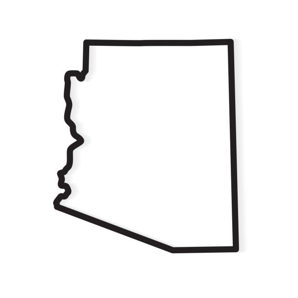Black outline of arizona map stock illustration