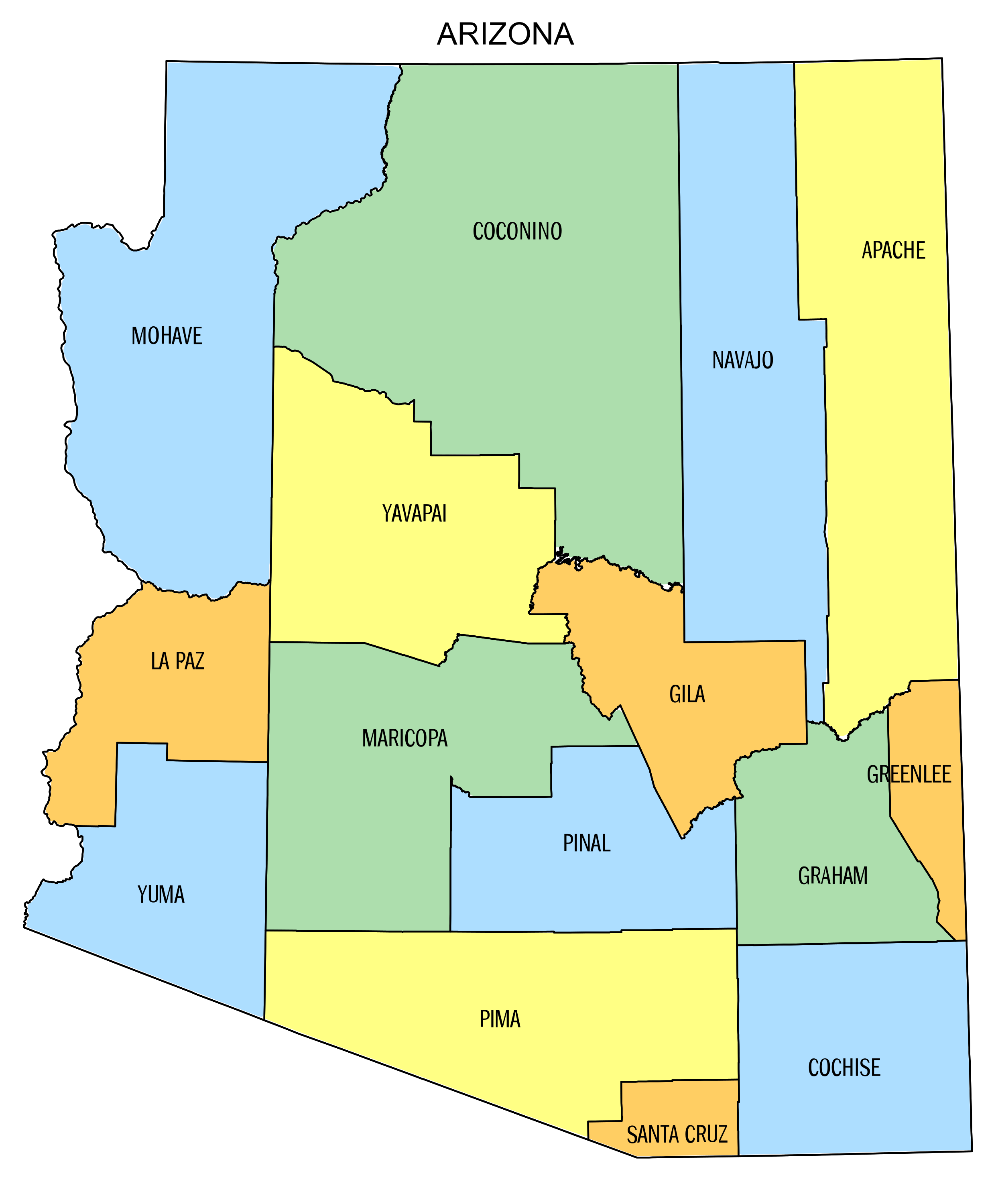 Arizona county map printable state map with county lines â diy projects patterns monograms designs templates