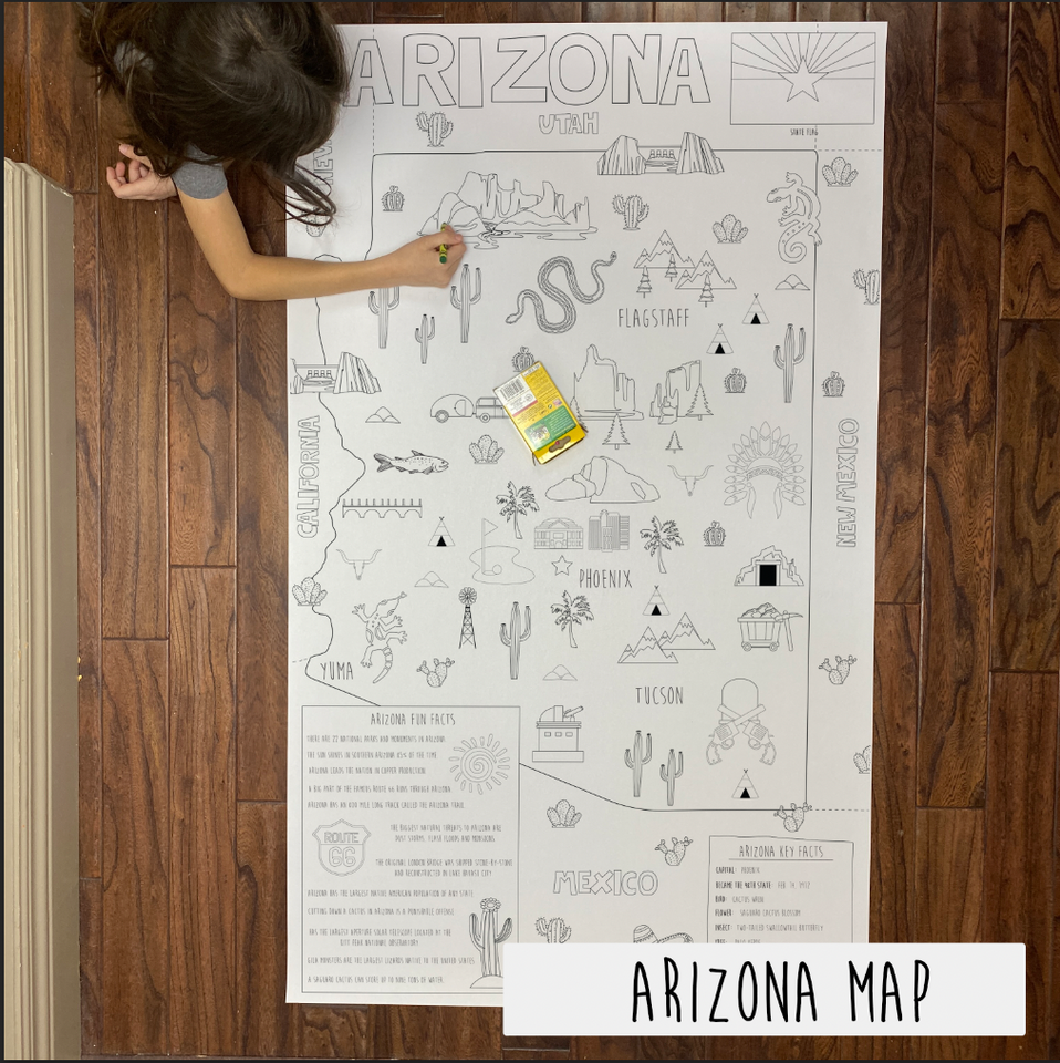 Arizona state map coloring sheet â
