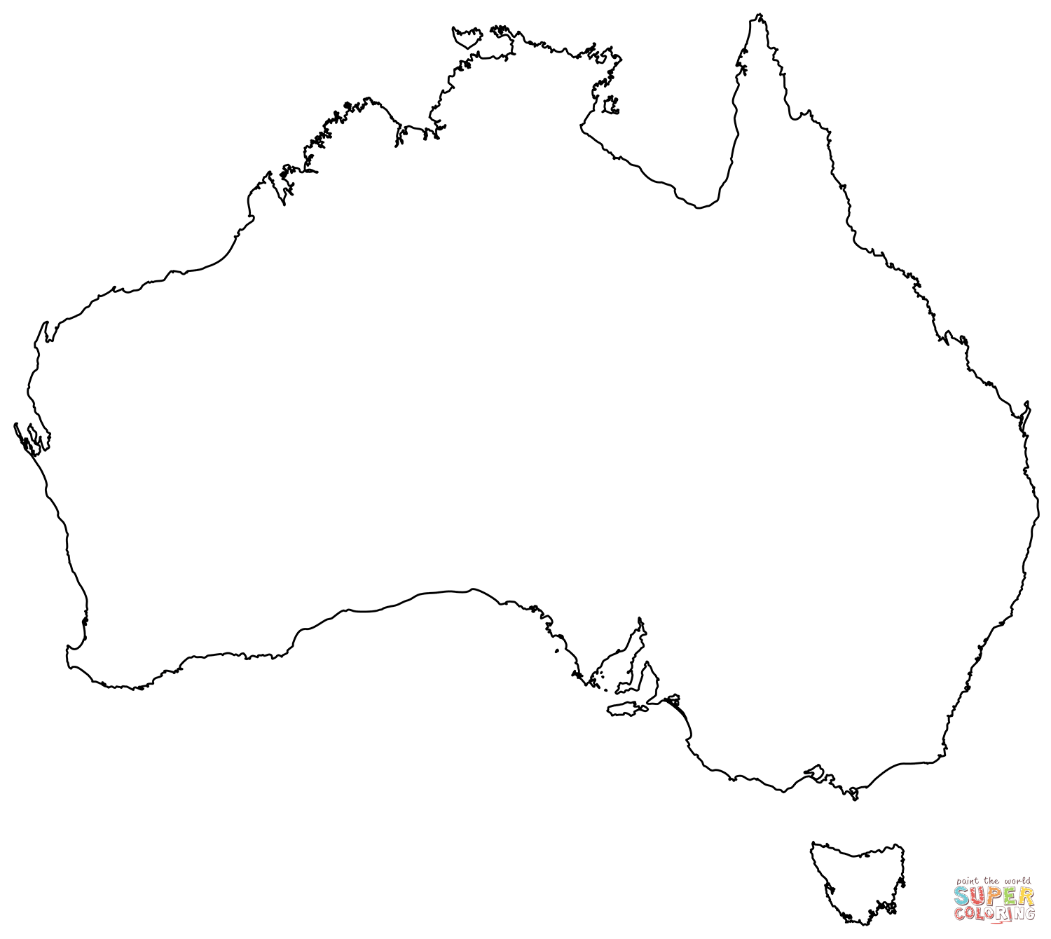 Outline map of australia coloring page free printable coloring pages