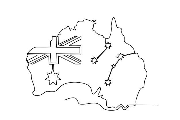 Premium vector a map of the australian continent australia day oneline drawing