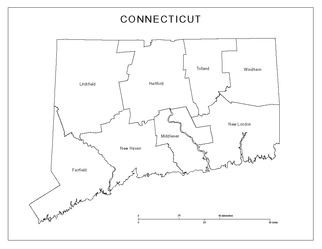 Connecticut labeled map