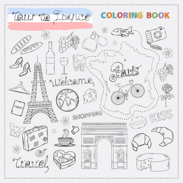 Drawing of france map outline stock illustrations royalty