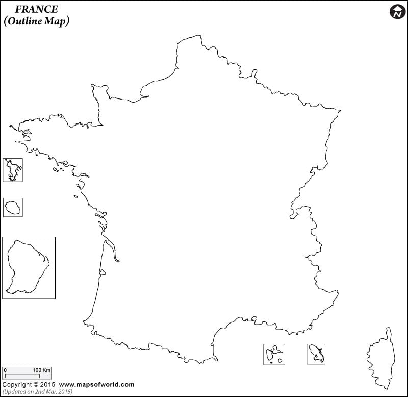 Outline map of france france blank map