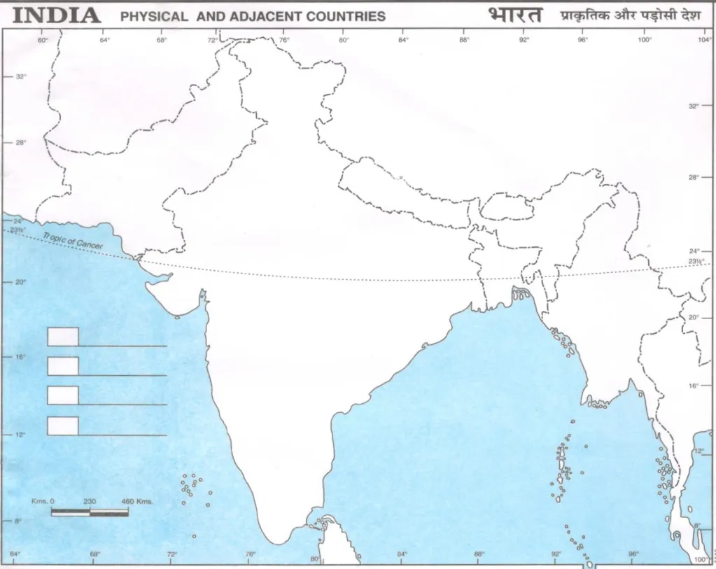 Physical map of india for students