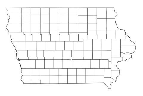 Outline map of iowa counties coloring page free printable coloring pages