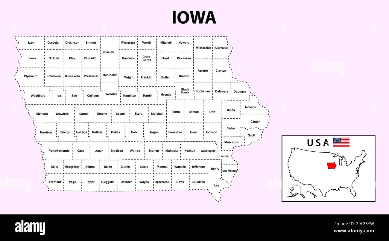Iowa state in united map hi