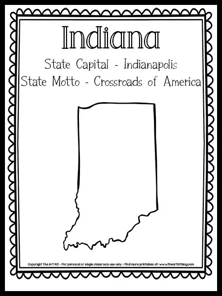 Indiana state outline coloring page free printable â the art kit