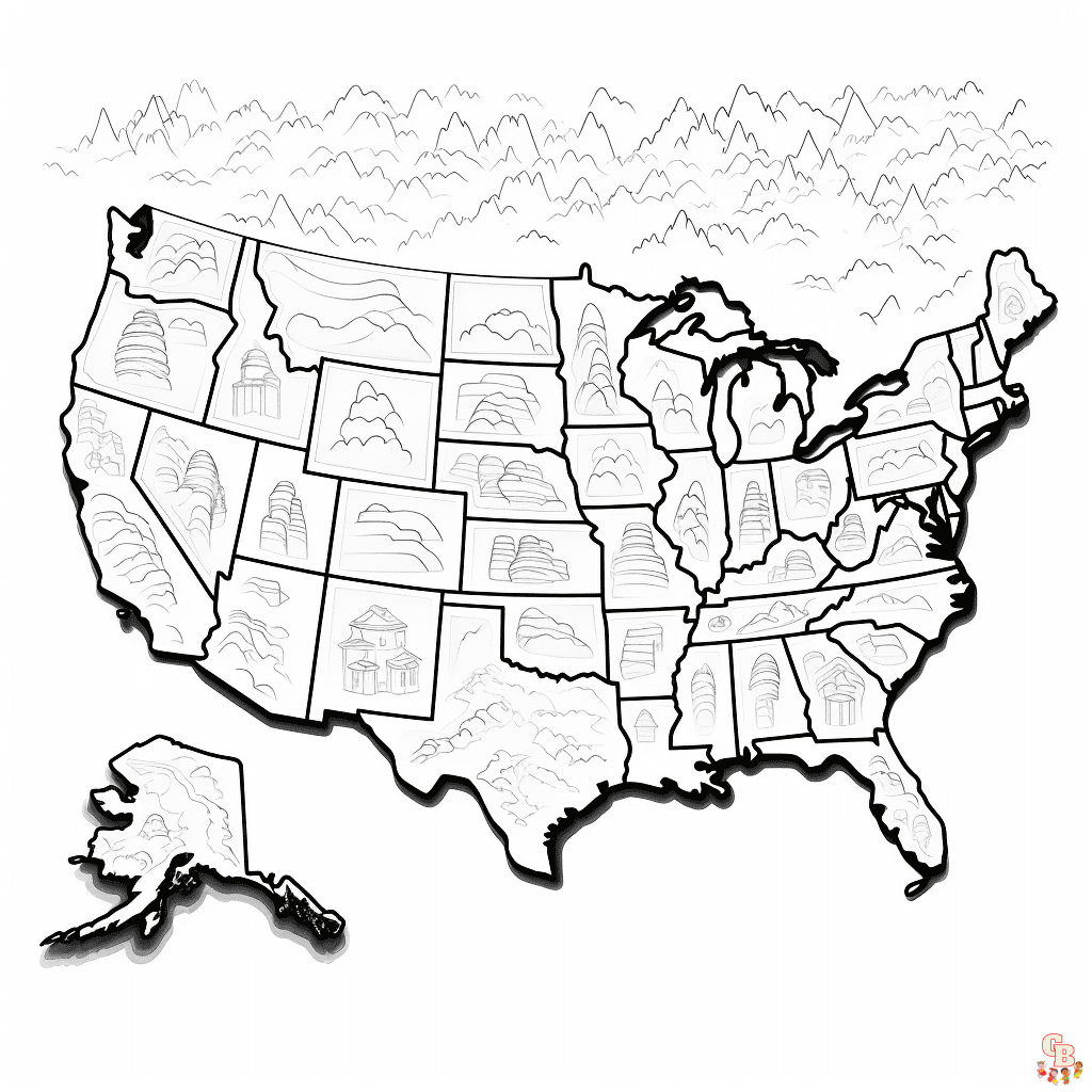 Printable us map coloring pages free for kids and adults