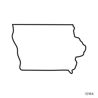 Iowa states of usa outline map vector template illustration design editable stroke stock illustration