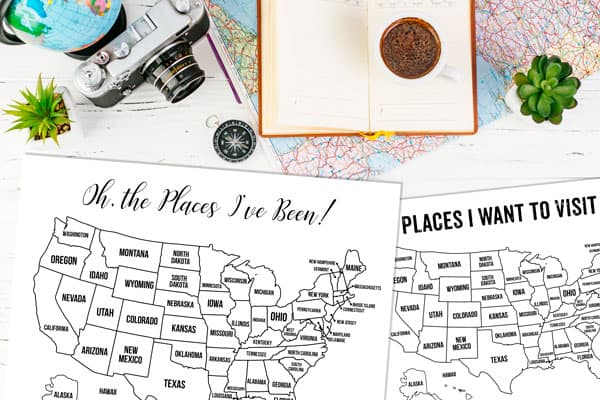 Free printable usa travel maps for your bullet journal