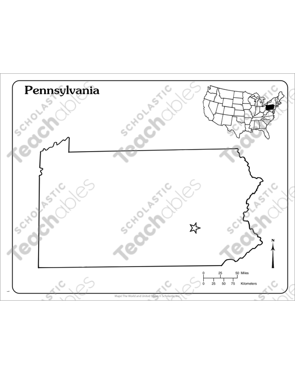 Pennsylvania state outline map printable maps