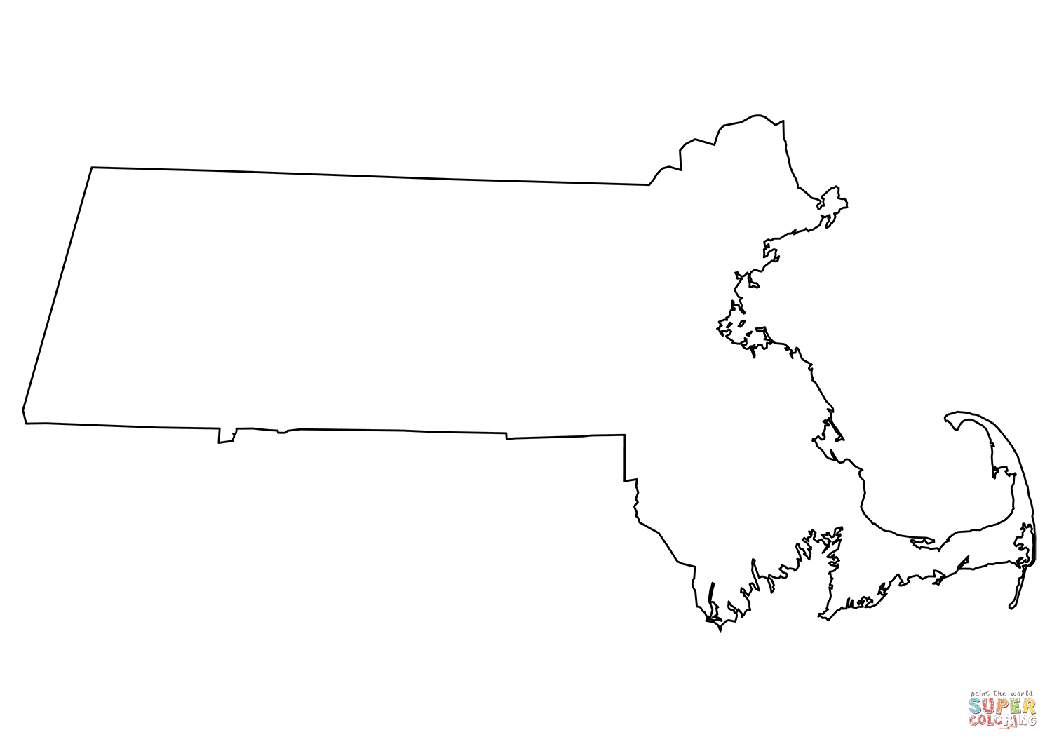 Outline map of massachusetts coloring page free printable coloring pages