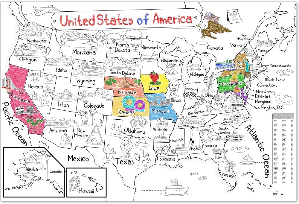Dekali designs us map loring poster