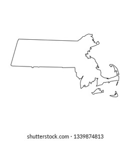 Massachusetts state usa solid black outline stock vector royalty free