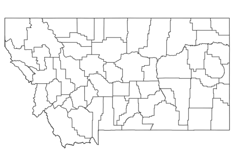 Outline map of montana counties coloring page free printable coloring pages