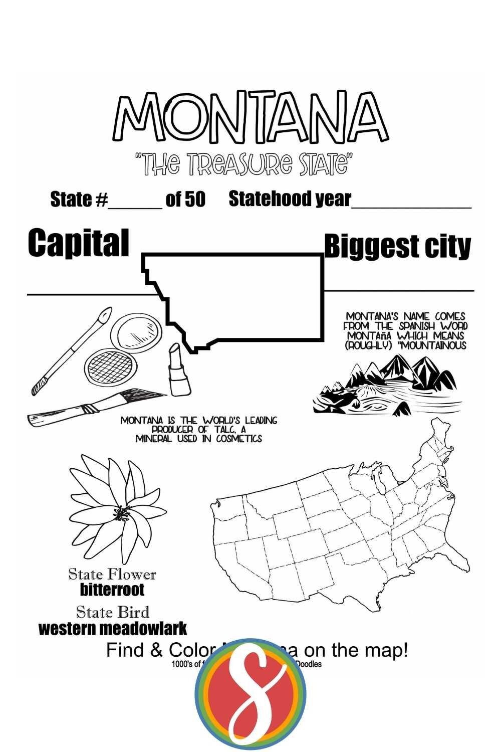 Montana coloring pages â stevie doodles