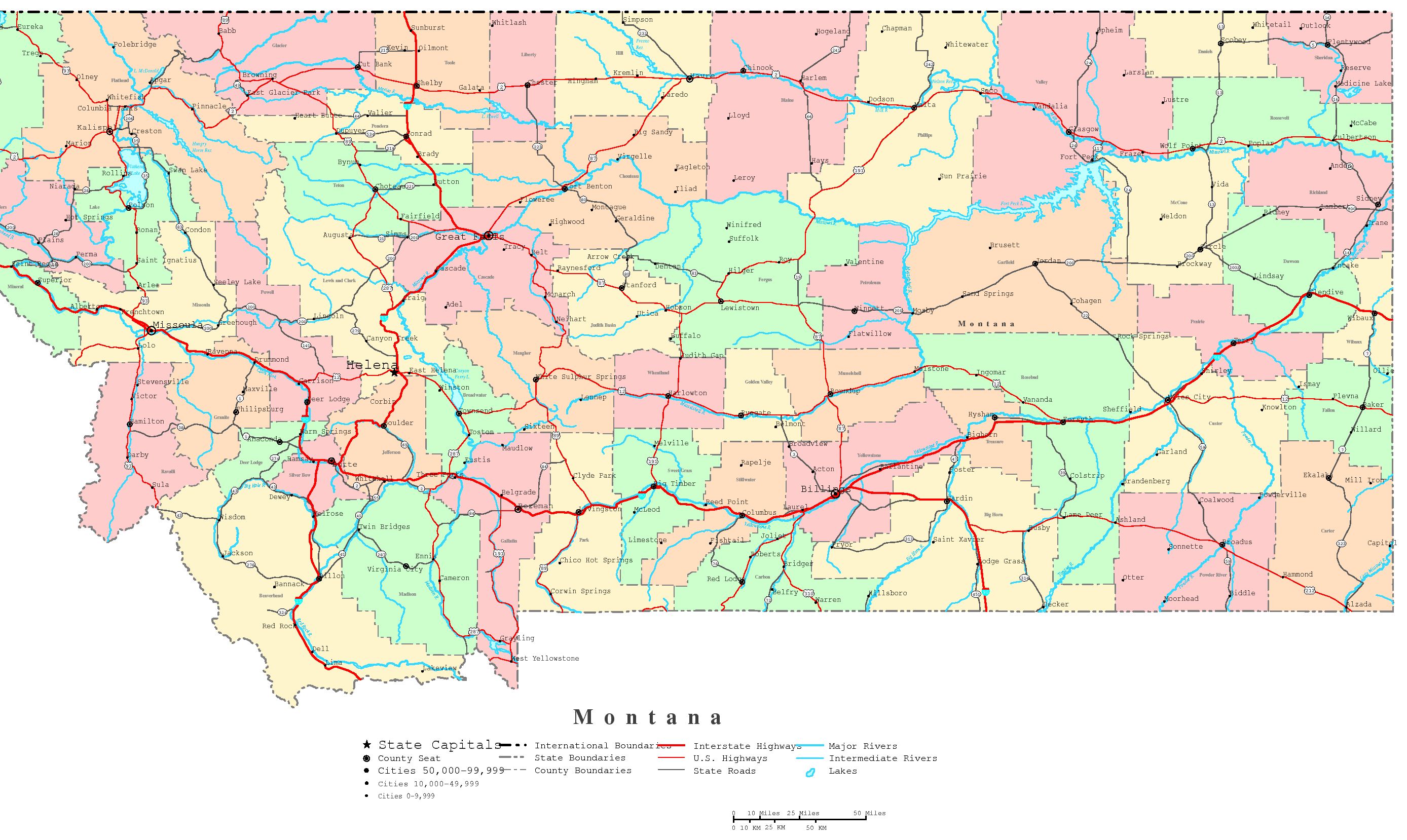 Montana printable map