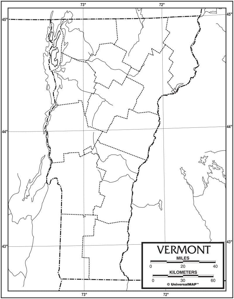 Vermont outline map pack paper or laminated â