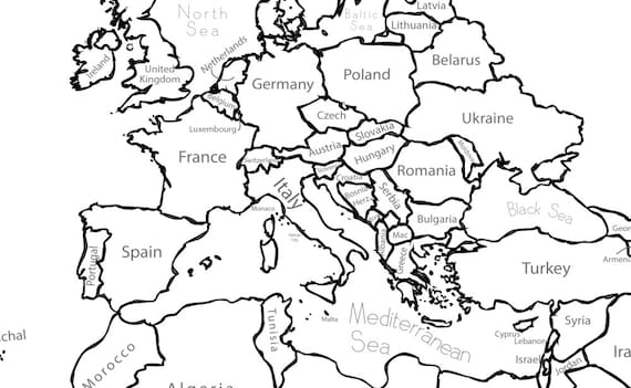 Giant coloring world map labeled x inch and x cm coloring map black white map blank map labed countries and oceans