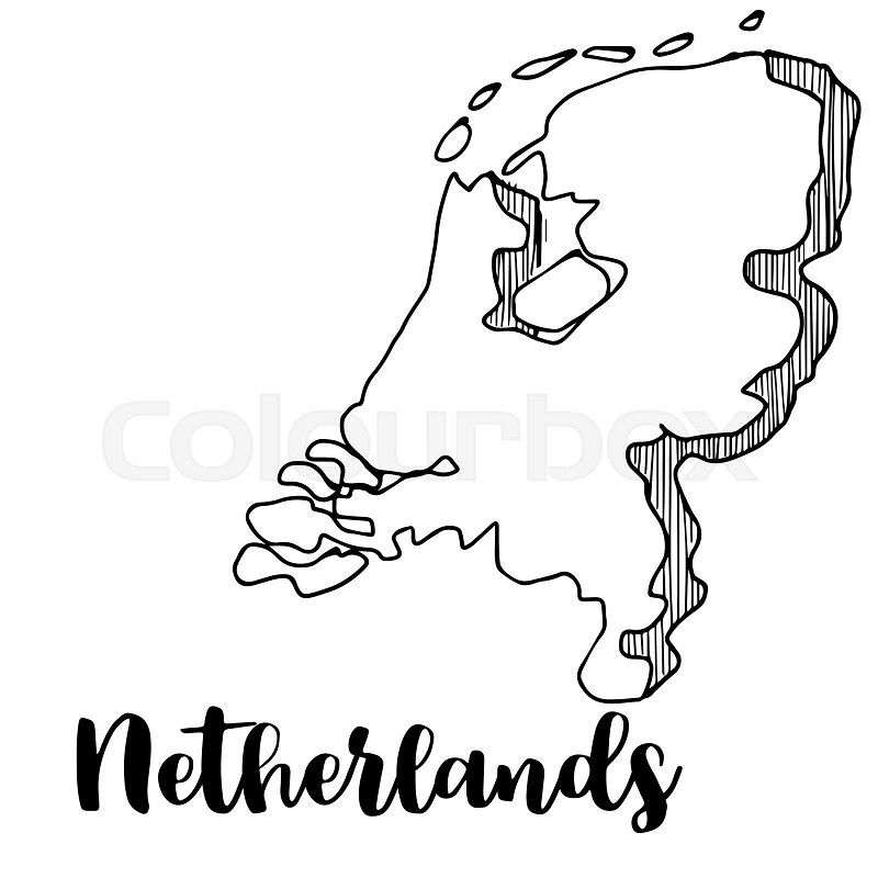 Hand drawn of netherlands map vector illustration stock vector