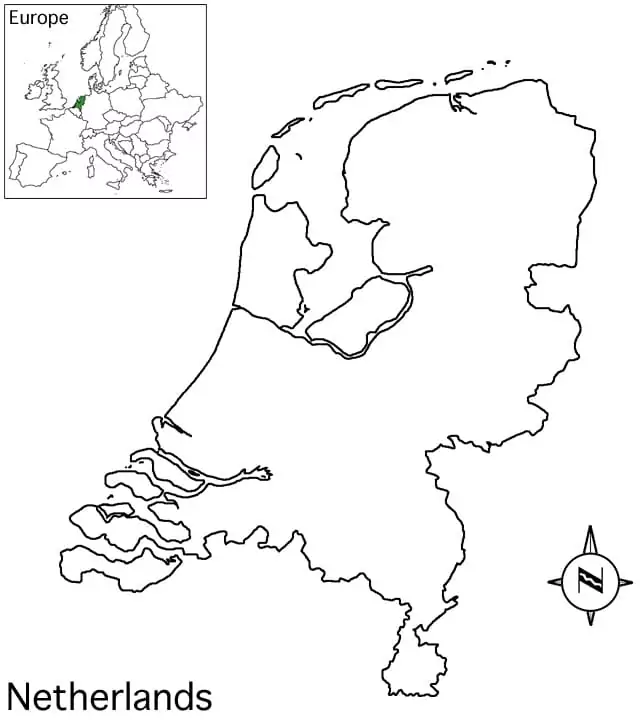 The netherlands map coloring page