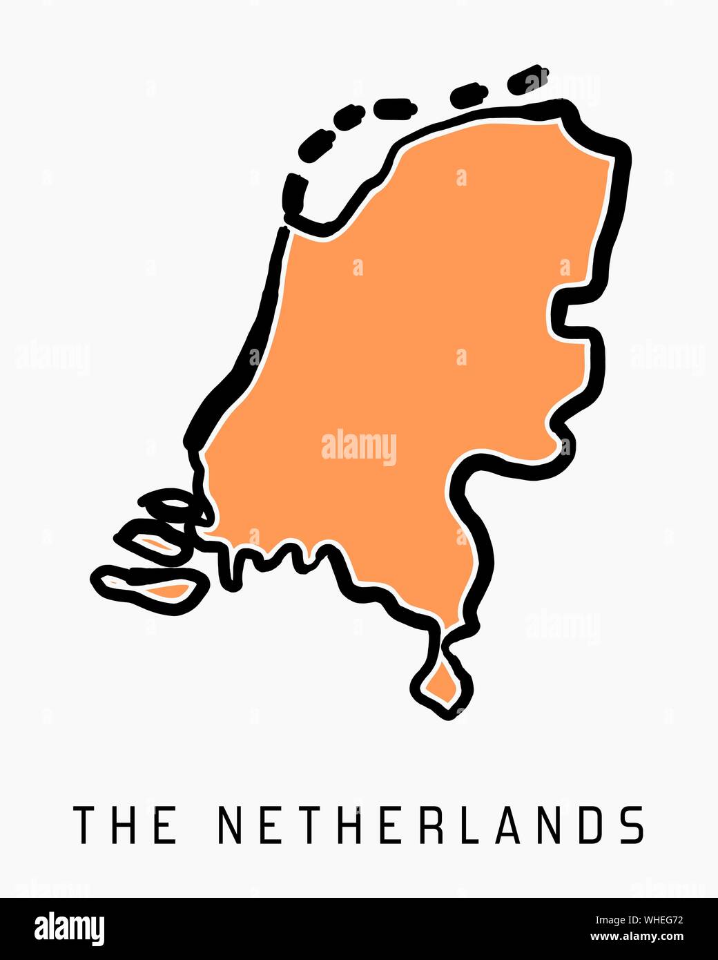 Netherlands map outline hi