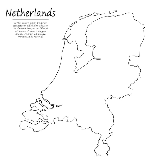 Premium vector simple outline map of netherlands in sketch line style