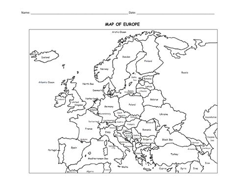 Map of europe loring page teaching resources europe map map activities map