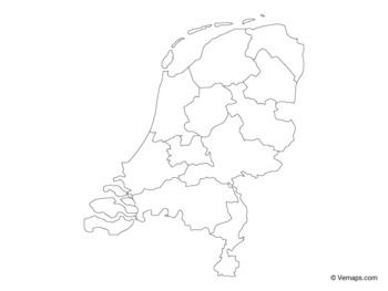 Outline map of the netherlands with provinces by vemaps tpt