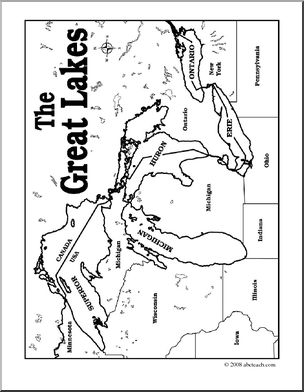 Clip art great lakes map coloring page blank i