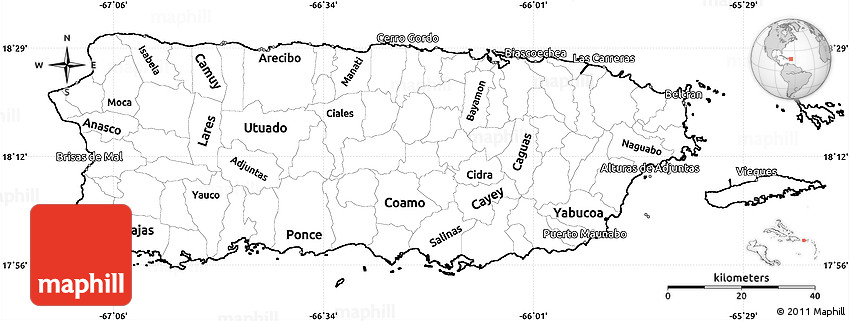 Blank simple map of puerto rico