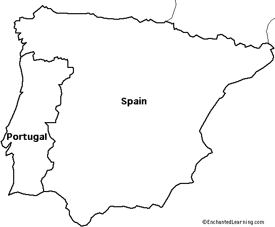 Outline map spain and portugal