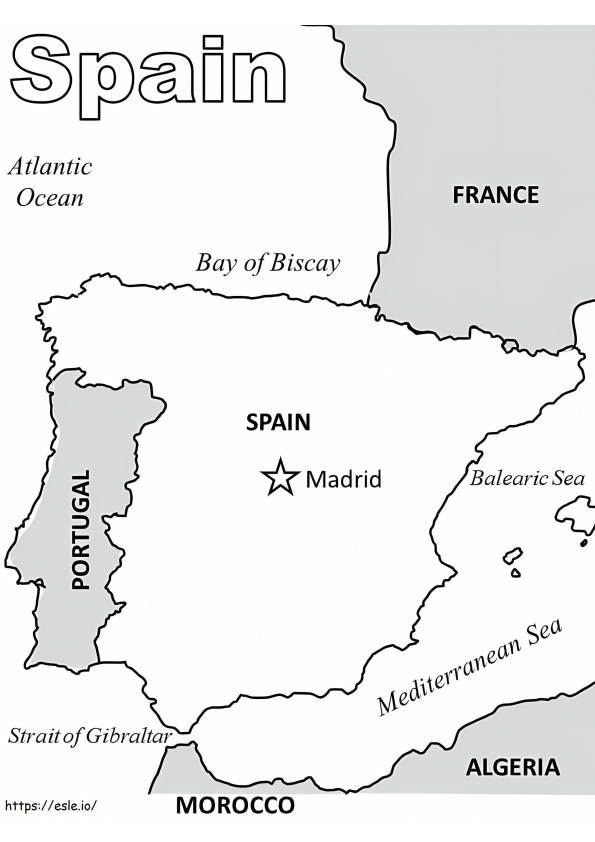 Map of spain coloring page