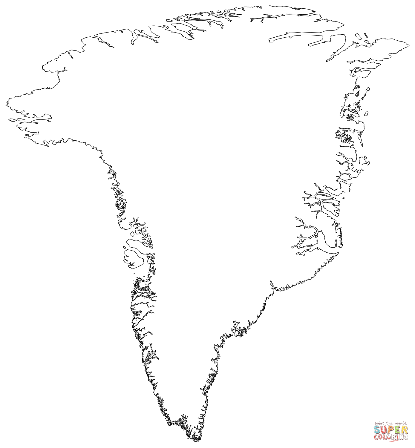 Outline map of greenland coloring page free printable coloring pages