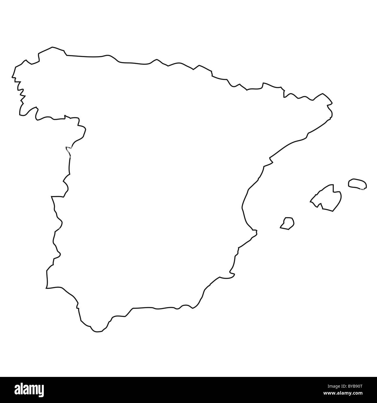 Spain map outline black and white stock photos images