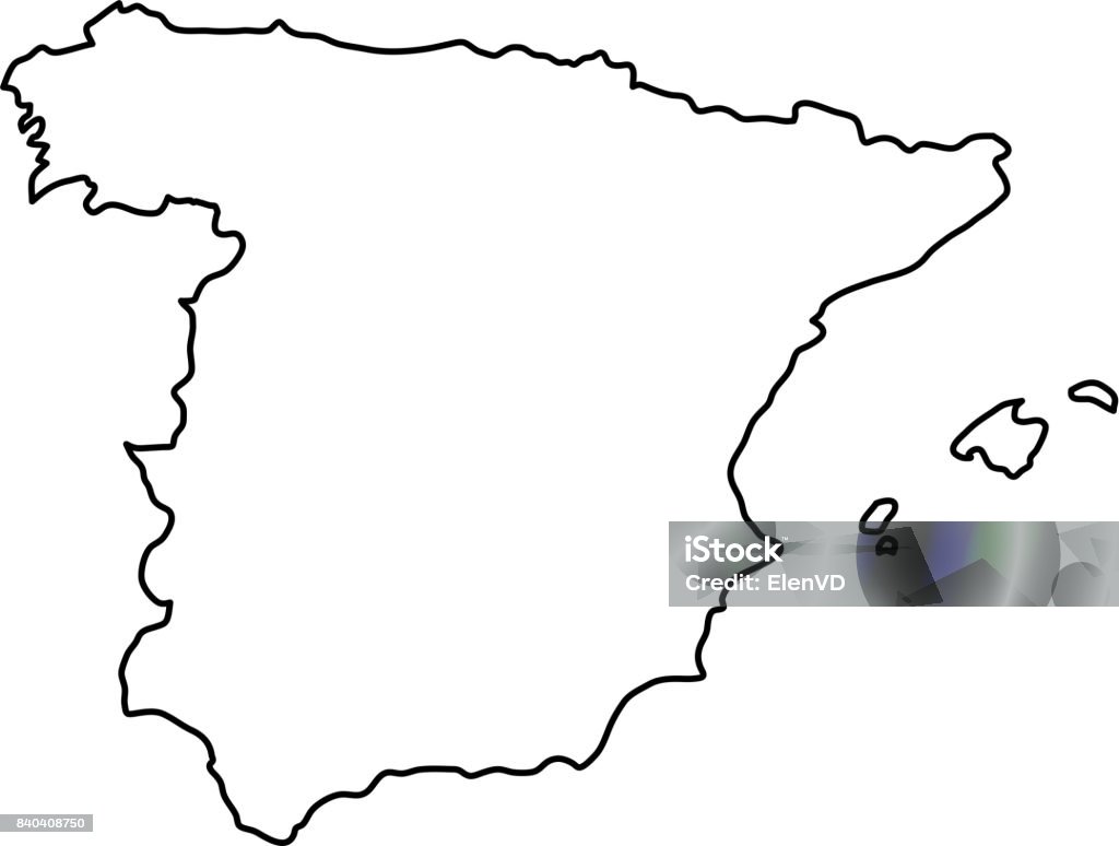Spain map of black contour curves of vector illustration stock illustration