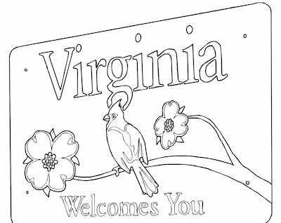 Virginia statehood united states postage stamp coloring page