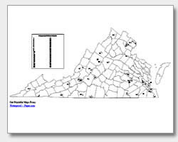 Printable virginia maps state outline county cities