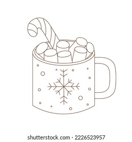 Coloring page outline christmas cup candy stock vector royalty free