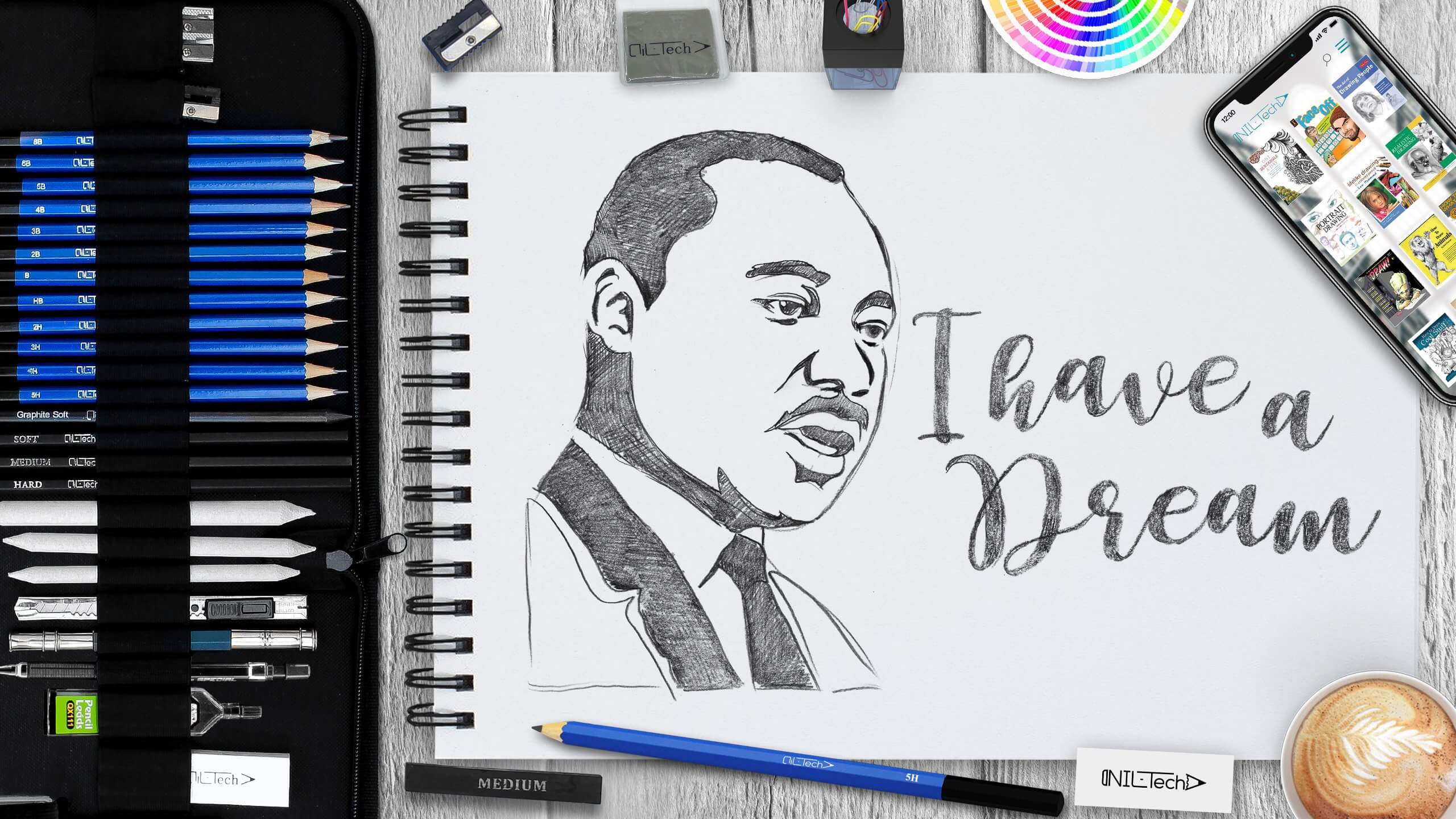 How to draw martin luther king jr step by step nil tech
