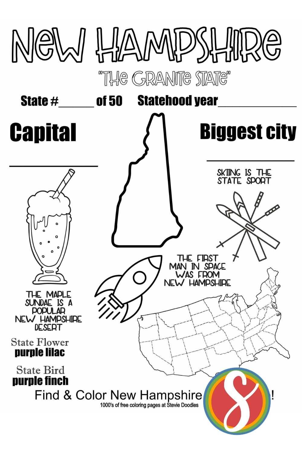 Free new hampshire coloring pages â stevie doodles