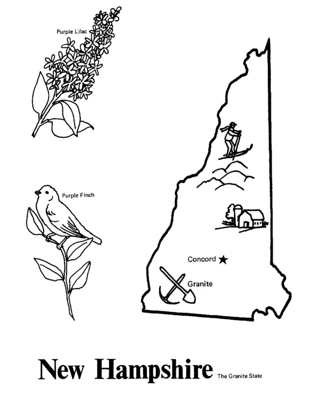 New hampshire state outline coloring page coloring pages new hampshire state outline