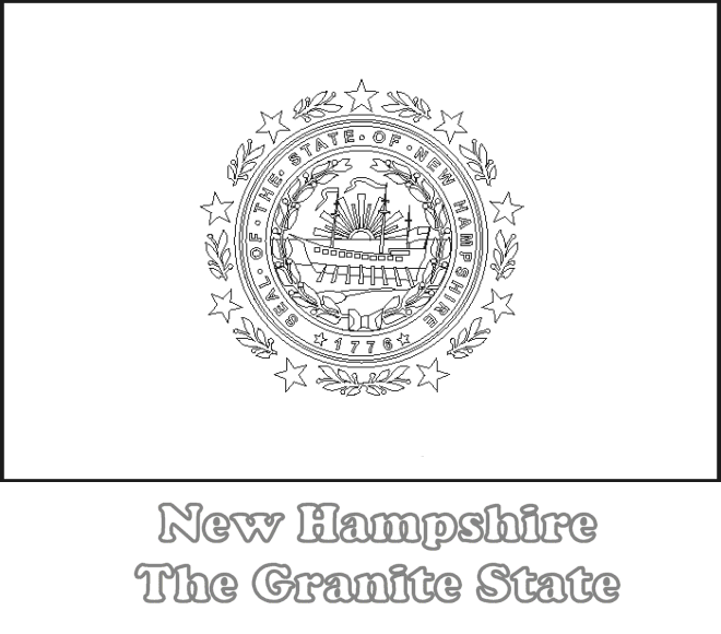 Large printable new hampshire state flag to color from