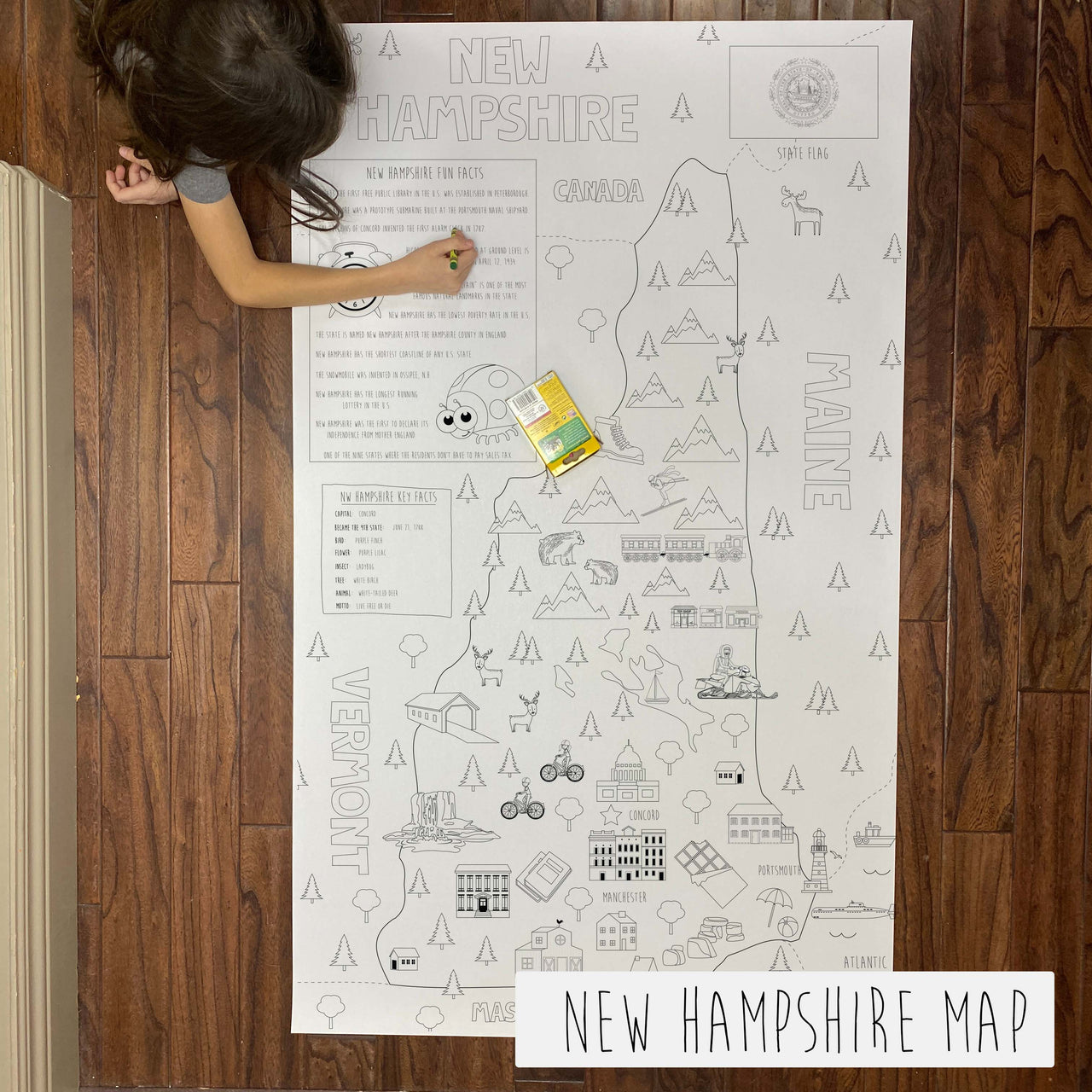 New hampshire state map coloring sheet â