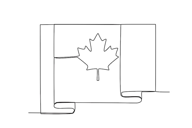 Premium vector a folded canadian flag canada day oneline drawing